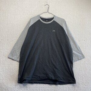 Oakley Shirt Mens 2XL 3/4 Sleeve Baseball Tee Black / Grey Minimalist Logo